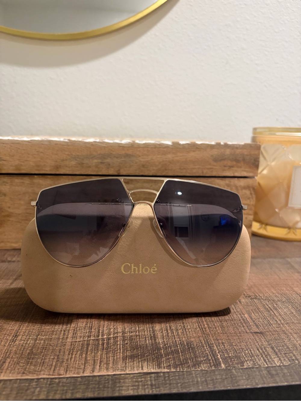 Chloe Aviator Gradient Smoke Sunglasses